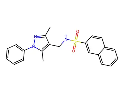 N-[(3,5-dimethyl-1-phenylpyrazol-4-yl)methyl]naphthalene-2-sulfonamide structure