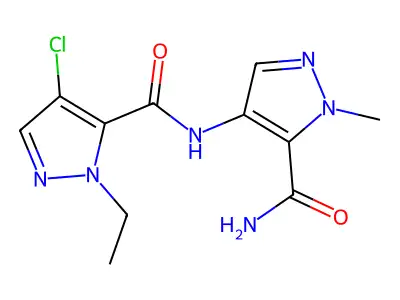 4-[(4-Chloro-2-ethylpyrazole-3-carbonyl)amino]-2-methylpyrazole-3-carboxamide structure
