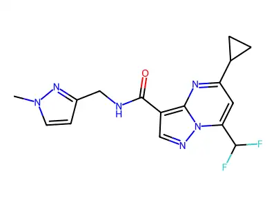 5-cyclopropyl-7-(difluoromethyl)-N-[(1-methyl-1H-pyrazol-3-yl)methyl]pyrazolo[1,5-a]pyrimidine-3-carboxamide structure