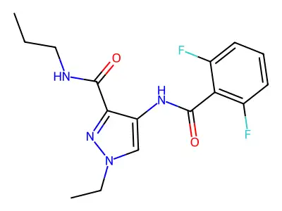 4-[(2,6-difluorobenzoyl)amino]-1-ethyl-N-propylpyrazole-3-carboxamide structure