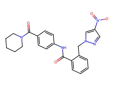 2-[(4-nitropyrazol-1-yl)methyl]-N-[4-(piperidine-1-carbonyl)phenyl]benzamide structure