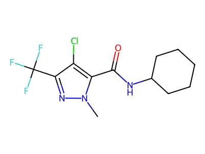 4-chloro-N-cyclohexyl-2-methyl-5-(trifluoromethyl)pyrazole-3-carboxamide structure