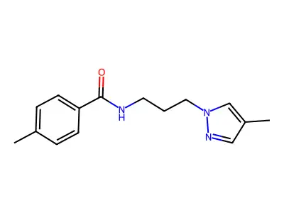 4-methyl-N-[3-(4-methylpyrazol-1-yl)propyl]benzamide structure