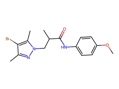 3-(4-bromo-3,5-dimethylpyrazol-1-yl)-N-(4-methoxyphenyl)-2-methylpropanamide structure