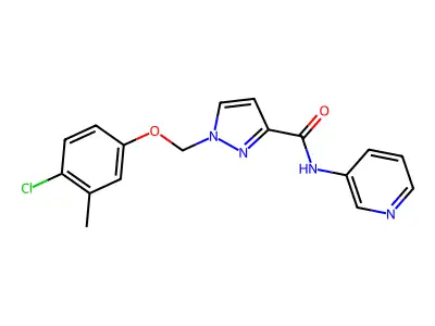 1-[(4-chloro-3-methylphenoxy)methyl]-N-pyridin-3-ylpyrazole-3-carboxamide structure