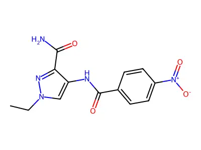 1-Ethyl-4-[(4-nitrobenzoyl)amino]pyrazole-3-carboxamide structure