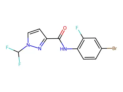 N-(4-bromo-2-fluorophenyl)-1-(difluoromethyl)pyrazole-3-carboxamide structure