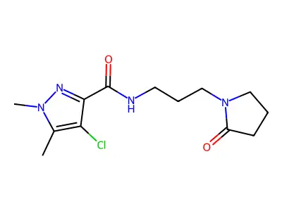 4-chloro-1,5-dimethyl-N-[3-(2-oxopyrrolidin-1-yl)propyl]pyrazole-3-carboxamide structure
