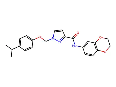 N-(2,3-dihydro-1,4-benzodioxin-6-yl)-1-[(4-propan-2-ylphenoxy)methyl]pyrazole-3-carboxamide structure