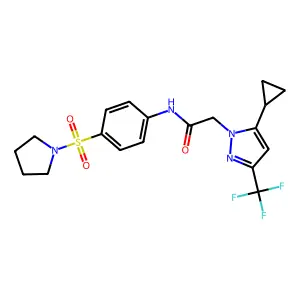 2-[5-cyclopropyl-3-(trifluoromethyl)pyrazol-1-yl]-N-(4-pyrrolidin-1-ylsulfonylphenyl)acetamide structure