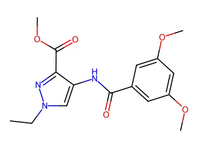 methyl 4-(3,5-dimethoxybenzamido)-1-ethyl-1H-pyrazole-3-carboxylate structure