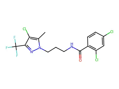 2,4-dichloro-N-[3-[4-chloro-5-methyl-3-(trifluoromethyl)pyrazol-1-yl]propyl]benzamide structure