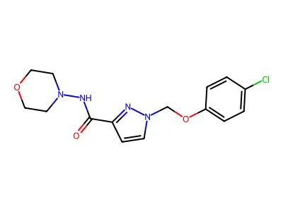1-[(4-chlorophenoxy)methyl]-N-morpholin-4-ylpyrazole-3-carboxamide structure
