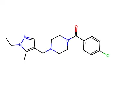 (4-chlorophenyl)-[4-[(1-ethyl-5-methylpyrazol-4-yl)methyl]piperazin-1-yl]methanone structure