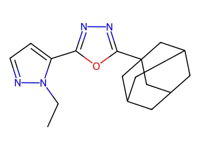 5-Adamantanyl-2-(1-ethylpyrazol-5-yl)-1,3,4-oxadiazole structure