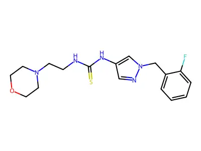 1-[1-[(2-Fluorophenyl)methyl]pyrazol-4-yl]-3-(2-morpholin-4-ylethyl)thiourea structure