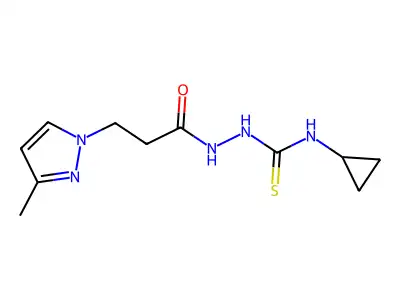 1-Cyclopropyl-3-[3-(3-methylpyrazol-1-yl)propanoylamino]thiourea structure
