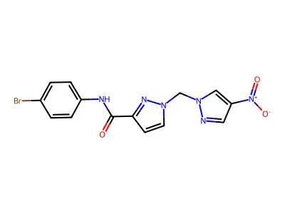 N-(4-bromophenyl)-1-[(4-nitropyrazol-1-yl)methyl]pyrazole-3-carboxamide structure