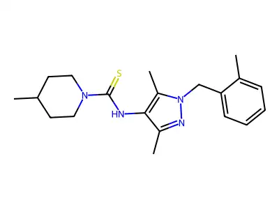 N-[3,5-dimethyl-1-[(2-methylphenyl)methyl]pyrazol-4-yl]-4-methylpiperidine-1-carbothioamide structure