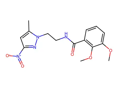 2,3-dimethoxy-N-[2-(5-methyl-3-nitropyrazol-1-yl)ethyl]benzamide structure