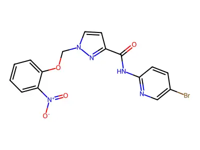 N-(5-bromopyridin-2-yl)-1-[(2-nitrophenoxy)methyl]pyrazole-3-carboxamide structure