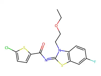 (Z)-5-chloro-N-(3-(2-ethoxyethyl)-6-fluorobenzo[d]thiazol-2(3H)-ylidene)thiophene-2-carboxamide structure