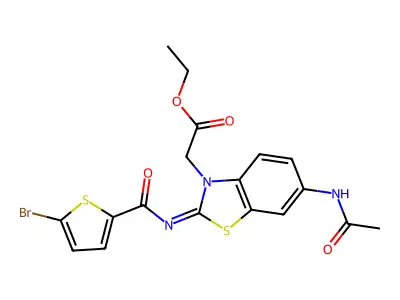 (Z)-ethyl 2-(6-acetamido-2-((5-bromothiophene-2-carbonyl)imino)benzo[d]thiazol-3(2H)-yl)acetate structure