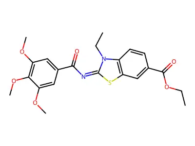 (E)-ethyl 3-ethyl-2-((3,4,5-trimethoxybenzoyl)imino)-2,3-dihydrobenzo[d]thiazole-6-carboxylate structure