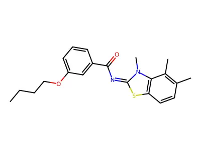 (E)-3-butoxy-N-(3,4,5-trimethylbenzo[d]thiazol-2(3H)-ylidene)benzamide structure