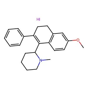 2-(3,4-Dihydro-6-methoxy-2-phenyl-1-naphthyl)-1-methylpiperidine hydriodide structure