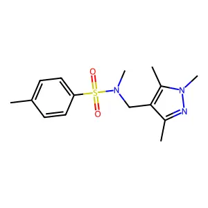 N,4-dimethyl-N-[(1,3,5-trimethylpyrazol-4-yl)methyl]benzenesulfonamide structure