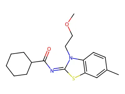(Z)-N-(3-(2-methoxyethyl)-6-methylbenzo[d]thiazol-2(3H)-ylidene)cyclohexanecarboxamide structure