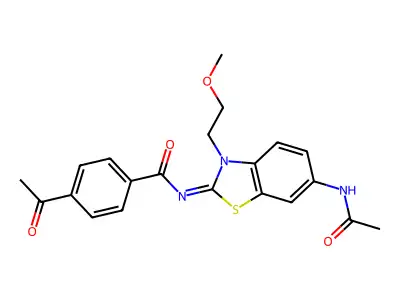 (Z)-N-(6-acetamido-3-(2-methoxyethyl)benzo[d]thiazol-2(3H)-ylidene)-4-acetylbenzamide structure