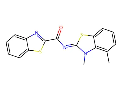 (E)-N-(3,4-dimethylbenzo[d]thiazol-2(3H)-ylidene)benzo[d]thiazole-2-carboxamide structure