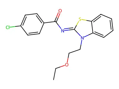 4-chloro-N-[3-(2-ethoxyethyl)-1,3-benzothiazol-2-ylidene]benzamide structure