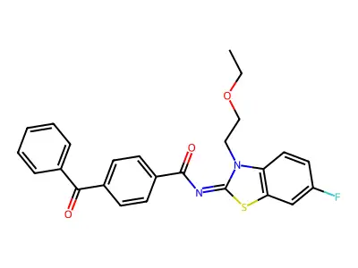 4-benzoyl-N-[3-(2-ethoxyethyl)-6-fluoro-1,3-benzothiazol-2-ylidene]benzamide structure