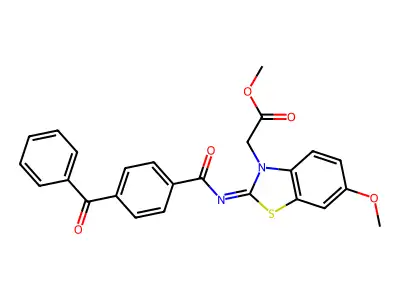 (Z)-methyl 2-(2-((4-benzoylbenzoyl)imino)-6-methoxybenzo[d]thiazol-3(2H)-yl)acetate structure