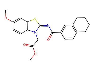 (Z)-methyl 2-(6-methoxy-2-((5,6,7,8-tetrahydronaphthalene-2-carbonyl)imino)benzo[d]thiazol-3(2H)-yl)acetate structure