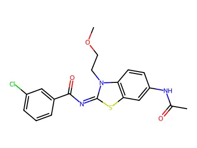 (Z)-N-(6-acetamido-3-(2-methoxyethyl)benzo[d]thiazol-2(3H)-ylidene)-3-chlorobenzamide structure