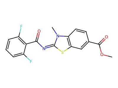 (Z)-methyl 2-((2,6-difluorobenzoyl)imino)-3-methyl-2,3-dihydrobenzo[d]thiazole-6-carboxylate structure