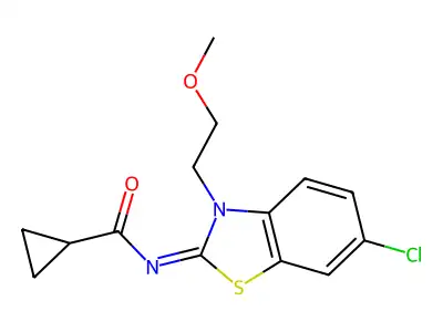 (Z)-N-(6-chloro-3-(2-methoxyethyl)benzo[d]thiazol-2(3H)-ylidene)cyclopropanecarboxamide structure