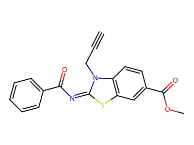 Methyl 2-benzoylimino-3-prop-2-ynyl-1,3-benzothiazole-6-carboxylate structure