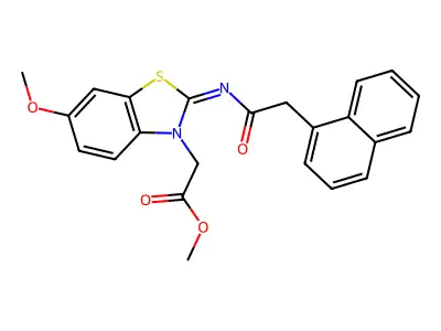 (Z)-methyl 2-(6-methoxy-2-((2-(naphthalen-1-yl)acetyl)imino)benzo[d]thiazol-3(2H)-yl)acetate structure