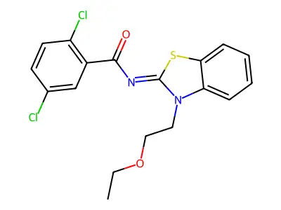 2,5-dichloro-N-[3-(2-ethoxyethyl)-1,3-benzothiazol-2-ylidene]benzamide structure