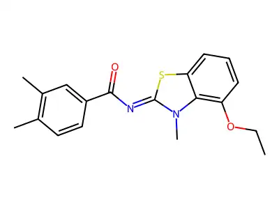 N-(4-ethoxy-3-methyl-1,3-benzothiazol-2-ylidene)-3,4-dimethylbenzamide structure