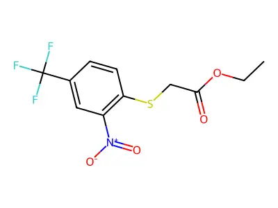 Ethyl 2-((2-nitro-4-(trifluoromethyl)phenyl)thio)acetate structure