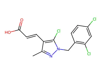 (2e)-3-{5-chloro-1-[(2,4-dichlorophenyl)methyl]-3-methyl-1h-pyrazol-4-yl}prop-2-enoic acid structure