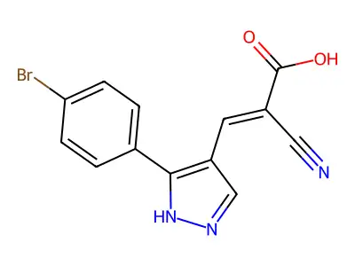 3-[3-(4-Bromophenyl)-1H-pyrazol-4-yl]-2-cyanoprop-2-enoic acid structure