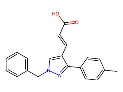 (2E)-3-[1-benzyl-3-(4-methylphenyl)-1H-pyrazol-4-yl]acrylic acid structure