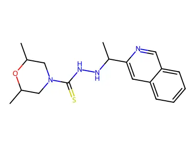 2,6-Dimethylmorpholine-4-carbothioic acid 2-[1-[3-isoquinolyl]ethyl]hydrazide structure
